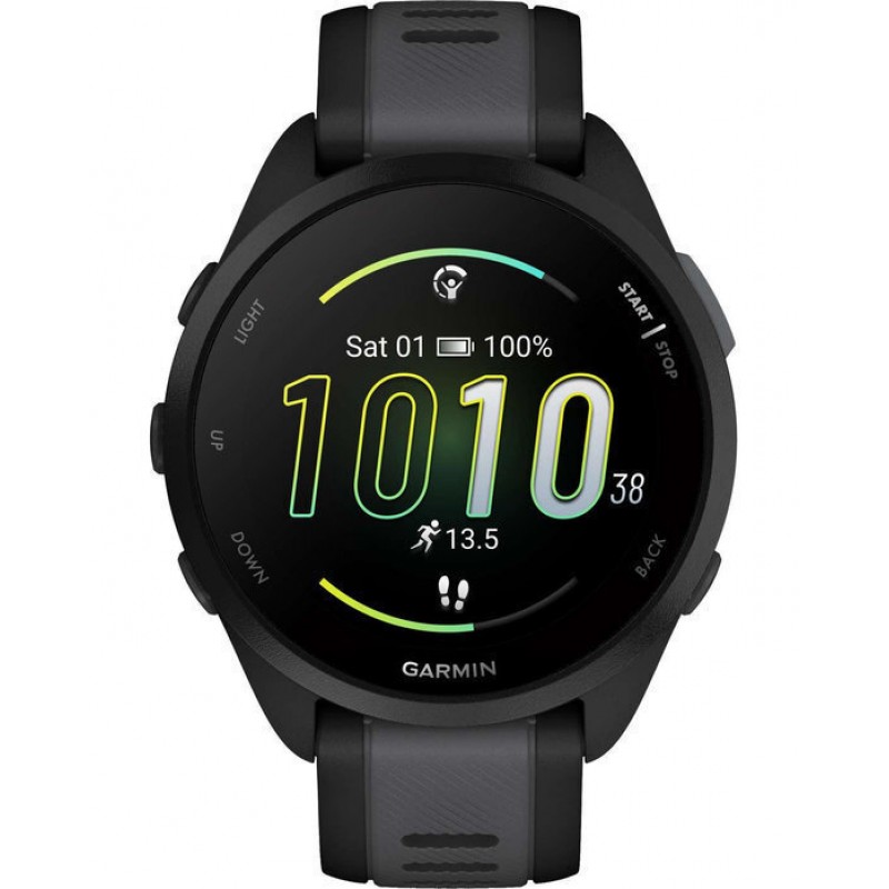 Garmin Forerunner 165 43mm Αδιάβροχο Smartwatch με Παλμογράφο (Black/Slate Gray)