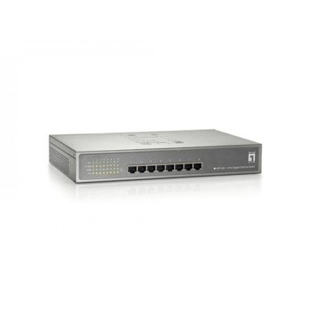 LevelOne 8-Port Gigabit Ethernet PoE Switch, 802.3at PoE+, 123.2W Grey (GEP-0821)