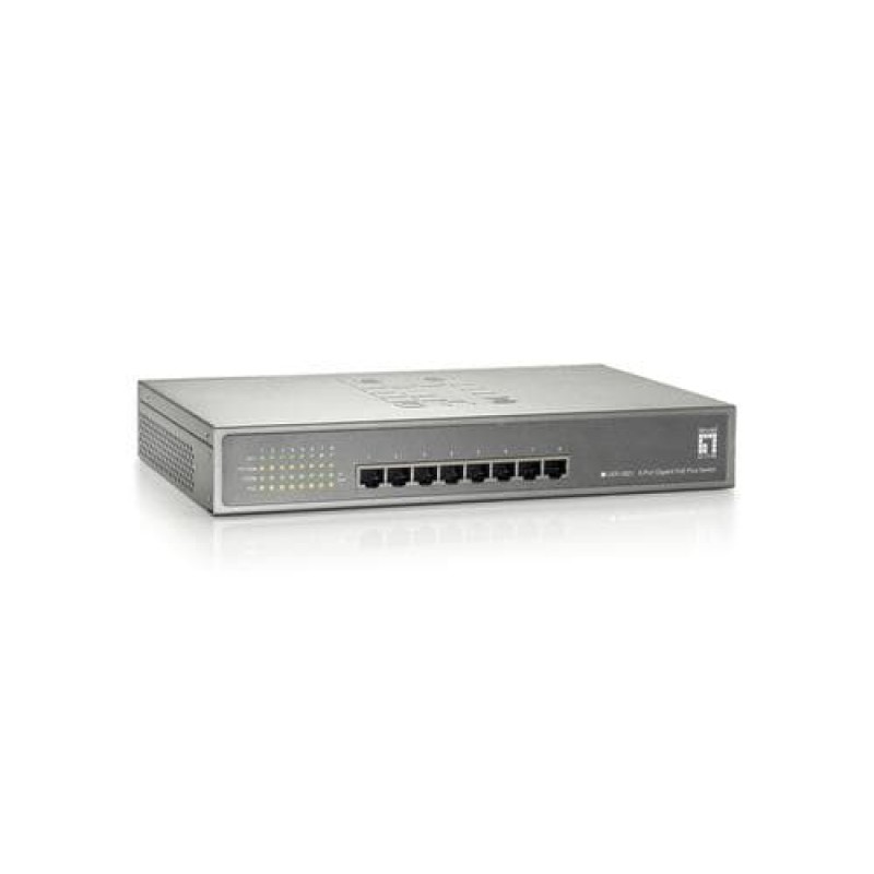 LevelOne 8-Port Gigabit Ethernet PoE Switch, 802.3at PoE+, 123.2W Grey (GEP-0821)