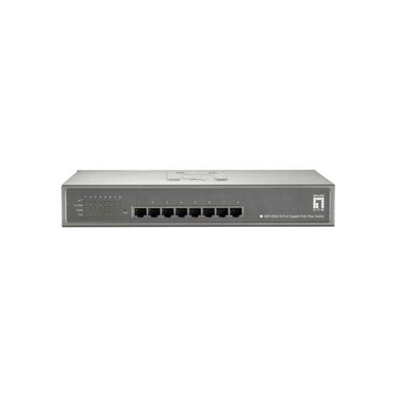 LevelOne 8-Port Gigabit Ethernet PoE Switch, 802.3at PoE+, 240W Grey (GEP-0822)
